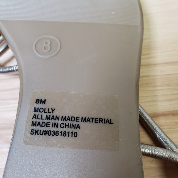 SM New York Size 8 Milly Strappy Flat Sandals Gold Metallic Summer Coastal Greek - Picture 7 of 7